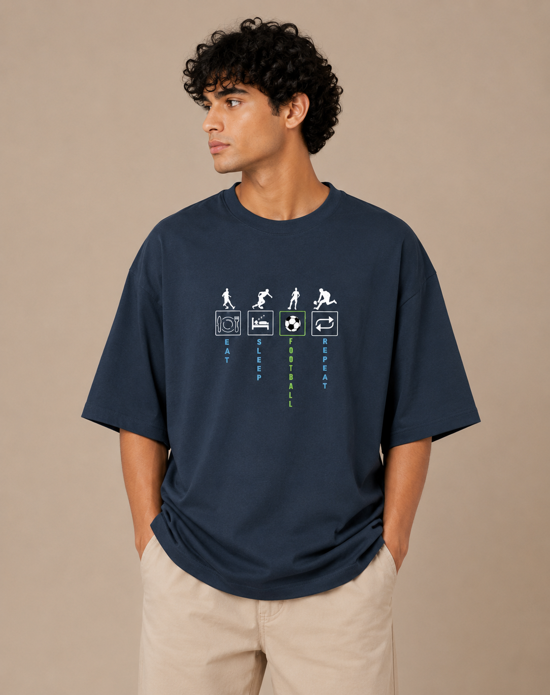 Unisex Eat Sleep Football Repeat Oversized Standard T-Shirt