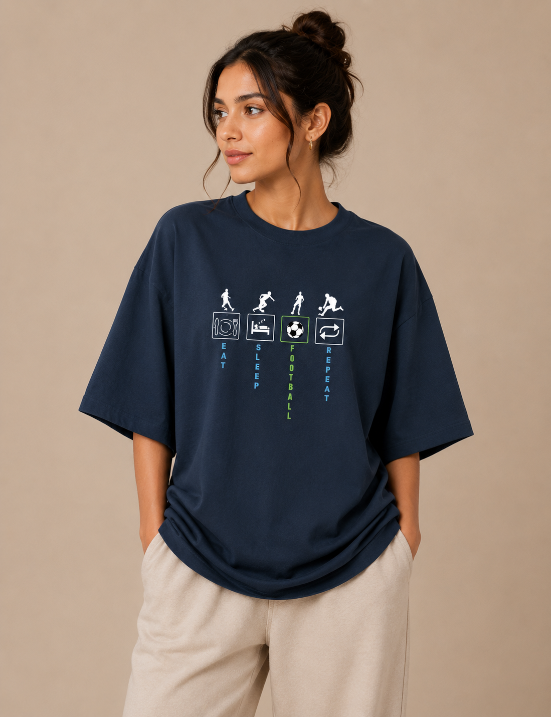 Unisex Eat Sleep Football Repeat Oversized Standard T-Shirt