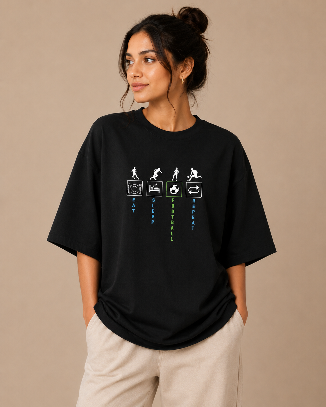 Unisex Eat Sleep Football Repeat Oversized Standard T-Shirt