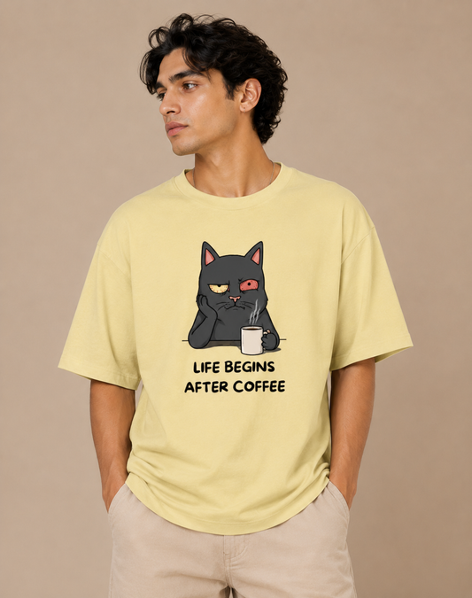 Unisex Caffeine Cat Oversized Standard T-Shirt