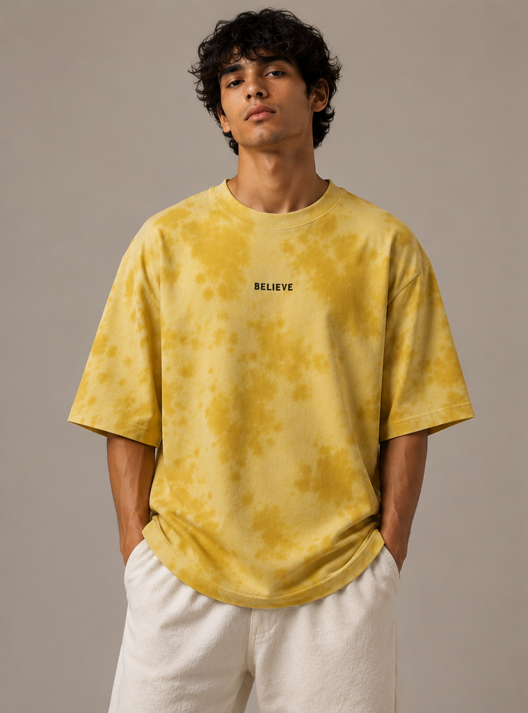 Unisex Believe Tie Dye Oversized T-Shirt