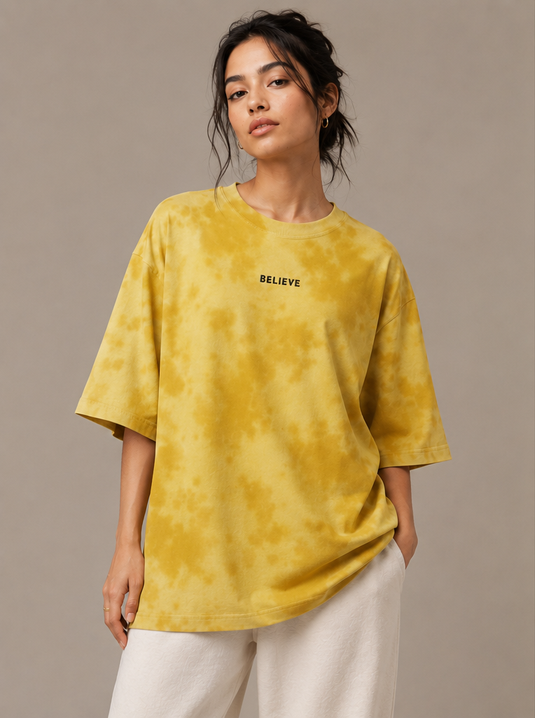Unisex Believe Tie Dye Oversized T-Shirt